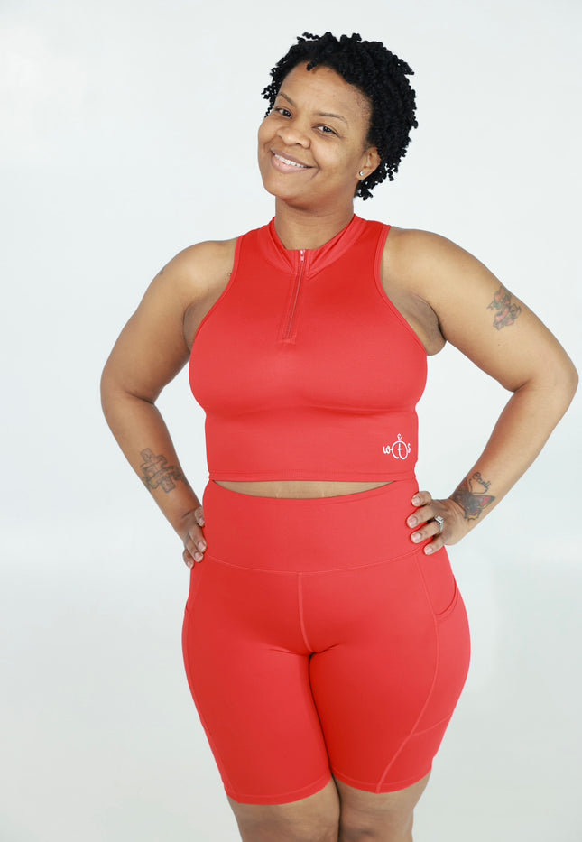 Half Zipper Cropped Top